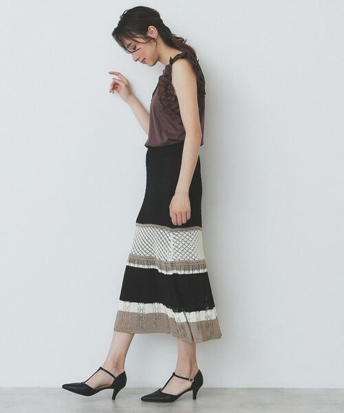 index / インデックス スカート | 透かし編みフレアニットスカート/セットアップ対応【洗濯機洗い可】 | 詳細10