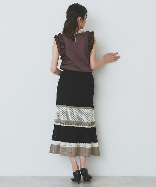 index / インデックス スカート | 透かし編みフレアニットスカート/セットアップ対応【洗濯機洗い可】 | 詳細11