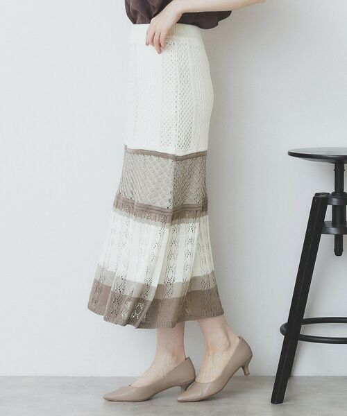 index / インデックス スカート | 透かし編みフレアニットスカート/セットアップ対応【洗濯機洗い可】 | 詳細13