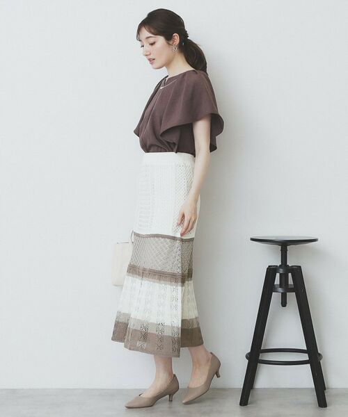 index / インデックス スカート | 透かし編みフレアニットスカート/セットアップ対応【洗濯機洗い可】 | 詳細14