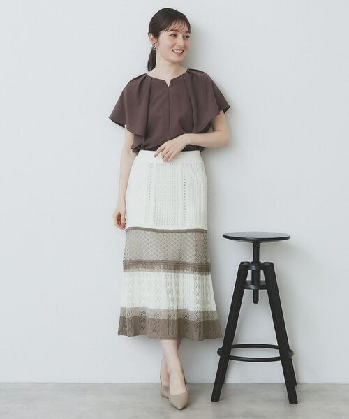 index / インデックス スカート | 透かし編みフレアニットスカート/セットアップ対応【洗濯機洗い可】 | 詳細15