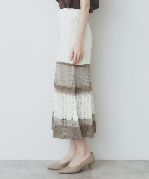 index / インデックス スカート | 透かし編みフレアニットスカート/セットアップ対応【洗濯機洗い可】 | 詳細18