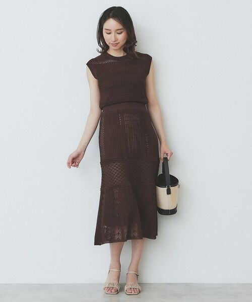 index / インデックス スカート | 透かし編みフレアニットスカート/セットアップ対応【洗濯機洗い可】 | 詳細2