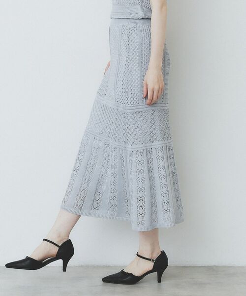index / インデックス スカート | 透かし編みフレアニットスカート/セットアップ対応【洗濯機洗い可】 | 詳細5