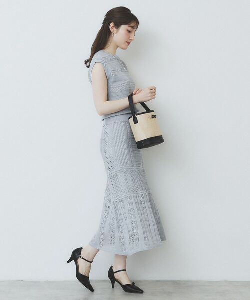 index / インデックス スカート | 透かし編みフレアニットスカート/セットアップ対応【洗濯機洗い可】 | 詳細7
