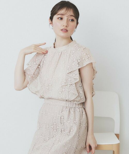 index / インデックス シャツ・ブラウス | ジオメレースフレアスリーブブラウス/セットアップ対応【洗濯機洗い可】 | 詳細3