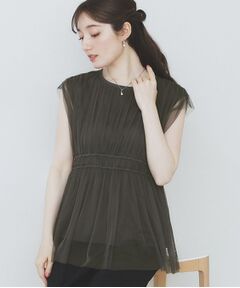 index / インデックス シャツ・ブラウス | チュールレイヤードペプラムブラウス【洗濯機洗い可】