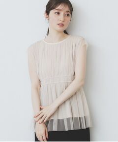 index / インデックス シャツ・ブラウス | チュールレイヤードペプラムブラウス【洗濯機洗い可】