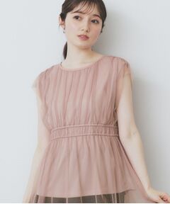 index / インデックス シャツ・ブラウス | チュールレイヤードペプラムブラウス【洗濯機洗い可】