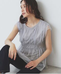 index / インデックス シャツ・ブラウス | チュールレイヤードペプラムブラウス【洗濯機洗い可】