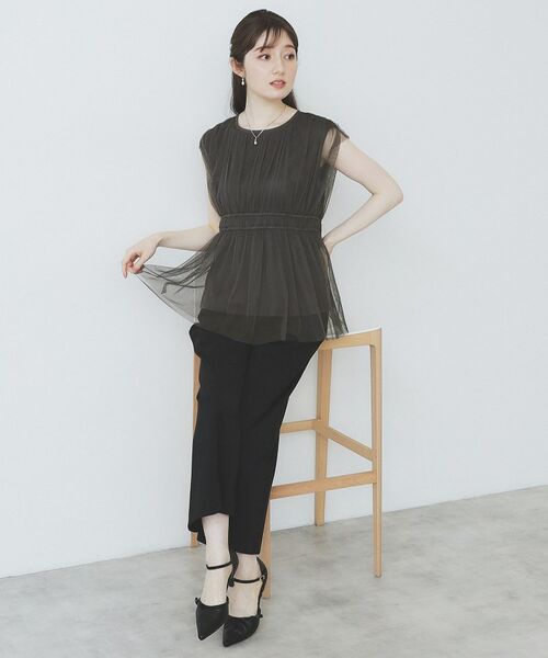 index / インデックス シャツ・ブラウス | チュールレイヤードペプラムブラウス【洗濯機洗い可】 | 詳細7