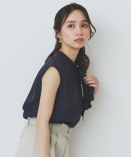 ベルト付✨アシンメトリー✨sacai シフォン メッシュ プリーツ ブラウス sacai - sacai / サカイ | 2019SS | シフォン ドット プリーツ