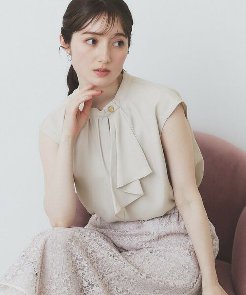 ベルト付✨アシンメトリー✨sacai シフォン メッシュ プリーツ ブラウス sacai - sacai / サカイ | 2019SS | シフォン ドット プリーツ