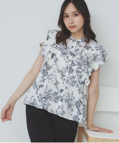 index / インデックス シャツ・ブラウス | ダブルフリルバンドカラーブラウス【洗濯機洗い可/イージーアイロン/防シワ】