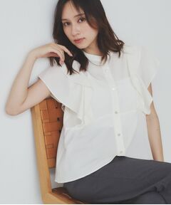 index / インデックス シャツ・ブラウス | ダブルフリルバンドカラーブラウス【洗濯機洗い可/イージーアイロン/防シワ】