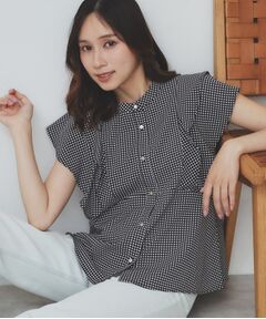 index / インデックス シャツ・ブラウス | ダブルフリルバンドカラーブラウス【洗濯機洗い可/イージーアイロン/防シワ】