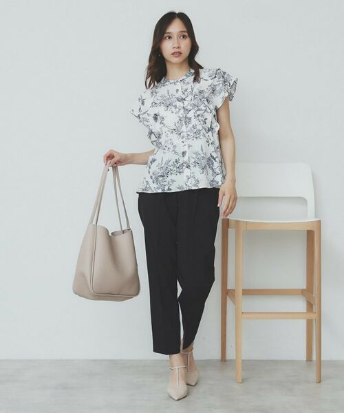 index / インデックス シャツ・ブラウス | ダブルフリルバンドカラーブラウス【洗濯機洗い可/イージーアイロン/防シワ】 | 詳細10