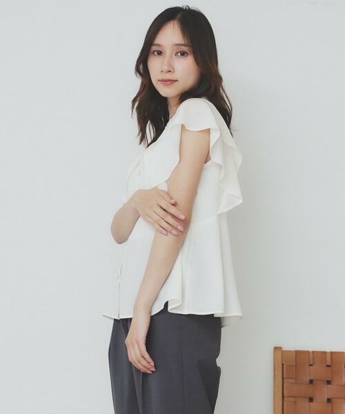 index / インデックス シャツ・ブラウス | ダブルフリルバンドカラーブラウス【洗濯機洗い可/イージーアイロン/防シワ】 | 詳細13