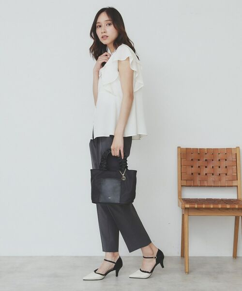 index / インデックス シャツ・ブラウス | ダブルフリルバンドカラーブラウス【洗濯機洗い可/イージーアイロン/防シワ】 | 詳細15