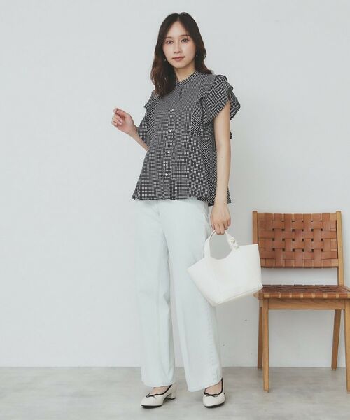 index / インデックス シャツ・ブラウス | ダブルフリルバンドカラーブラウス【洗濯機洗い可/イージーアイロン/防シワ】 | 詳細17