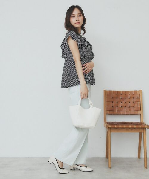 index / インデックス シャツ・ブラウス | ダブルフリルバンドカラーブラウス【洗濯機洗い可/イージーアイロン/防シワ】 | 詳細18