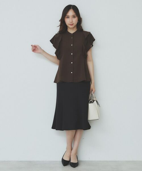 index / インデックス シャツ・ブラウス | ダブルフリルバンドカラーブラウス【洗濯機洗い可/イージーアイロン/防シワ】 | 詳細2