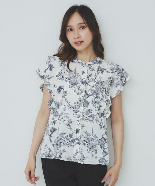 index / インデックス シャツ・ブラウス | ダブルフリルバンドカラーブラウス【洗濯機洗い可/イージーアイロン/防シワ】 | 詳細20