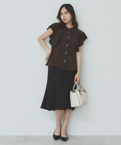 index / インデックス シャツ・ブラウス | ダブルフリルバンドカラーブラウス【洗濯機洗い可/イージーアイロン/防シワ】 | 詳細3