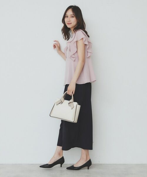 index / インデックス シャツ・ブラウス | ダブルフリルバンドカラーブラウス【洗濯機洗い可/イージーアイロン/防シワ】 | 詳細6