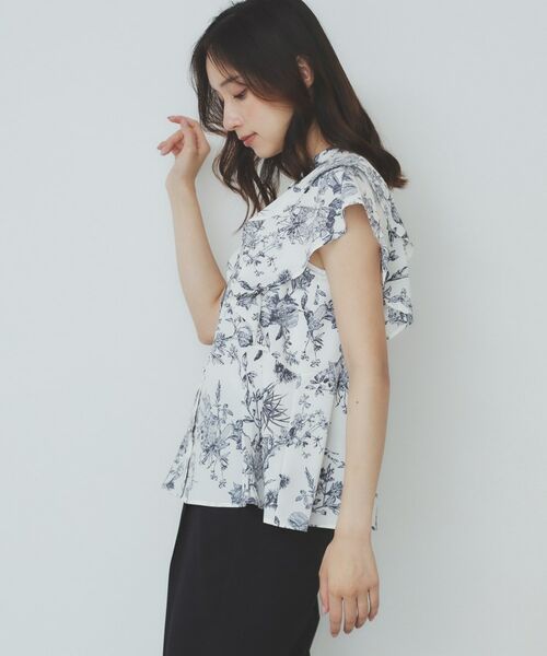 index / インデックス シャツ・ブラウス | ダブルフリルバンドカラーブラウス【洗濯機洗い可/イージーアイロン/防シワ】 | 詳細9