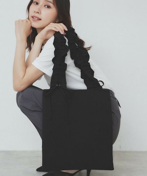 A4サイズ収納可能】持ち手フリルトートバッグ （トートバッグ