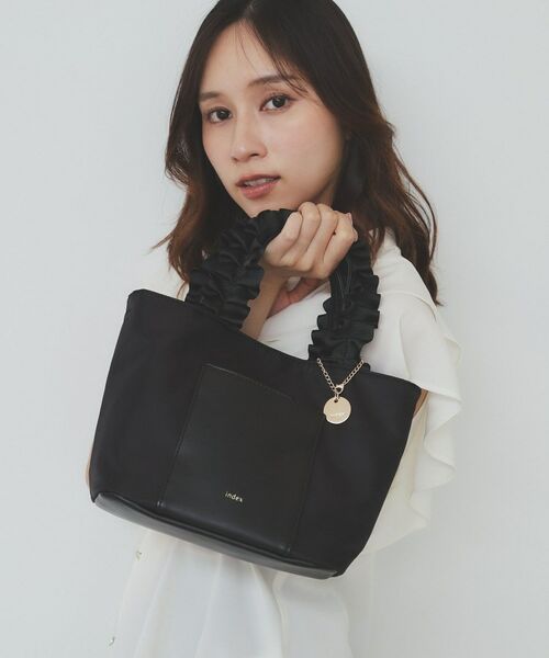index / インデックス トートバッグ | 【2WAY】持ち手フリルトートバッグ(ブラック(019))