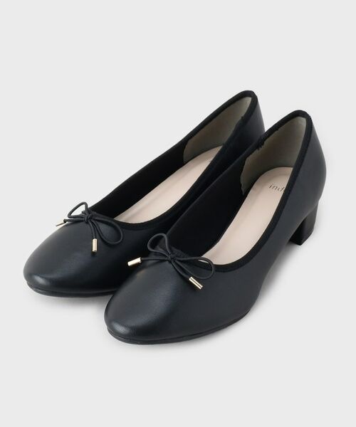 index / インデックス パンプス | ラウンドトゥヒールバレエシューズ(ブラック(019))