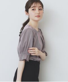 index / インデックス カットソー | ストライプジャージタックスリーブトップス【吸水速乾/洗濯機洗い可】