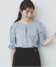 index / インデックス カットソー | ストライプジャージタックスリーブトップス【吸水速乾/洗濯機洗い可】