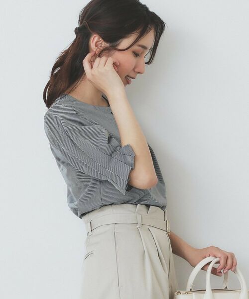 index / インデックス カットソー | ストライプジャージタックスリーブトップス【吸水速乾/洗濯機洗い可】 | 詳細10