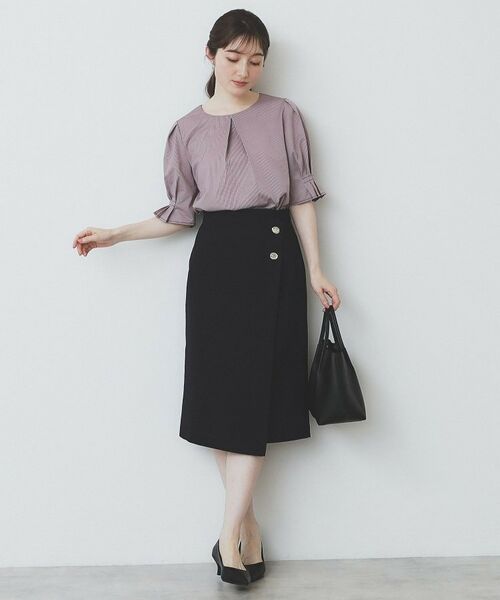 index / インデックス カットソー | ストライプジャージタックスリーブトップス【吸水速乾/洗濯機洗い可】 | 詳細7