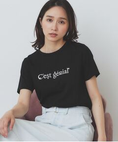 index / インデックス Tシャツ | パール調刺繍ロゴTシャツ【汗ジミ防止/吸水速乾/接触冷感/UVケア/洗濯機洗い可】