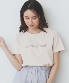 index / インデックス Tシャツ | パール調刺繍ロゴTシャツ【汗ジミ防止/吸水速乾/接触冷感/UVケア/洗濯機洗い可】