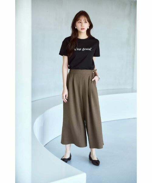 index / インデックス Tシャツ | パール調刺繍ロゴTシャツ【汗ジミ防止/吸水速乾/接触冷感/UVケア/洗濯機洗い可】 | 詳細1