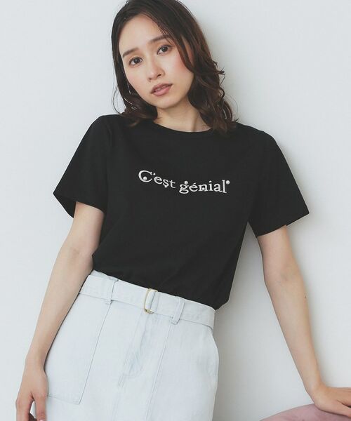 index / インデックス Tシャツ | パール調刺繍ロゴTシャツ【汗ジミ防止/吸水速乾/接触冷感/UVケア/洗濯機洗い可】 | 詳細7