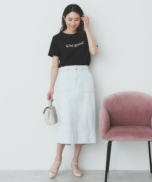 index / インデックス Tシャツ | パール調刺繍ロゴTシャツ【汗ジミ防止/吸水速乾/接触冷感/UVケア/洗濯機洗い可】 | 詳細8