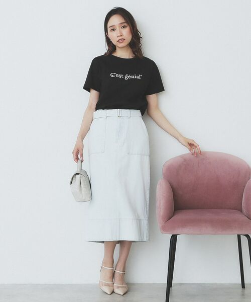 index / インデックス Tシャツ | パール調刺繍ロゴTシャツ【汗ジミ防止/吸水速乾/接触冷感/UVケア/洗濯機洗い可】 | 詳細9