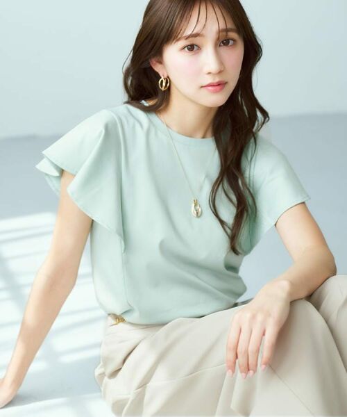 index / インデックス カットソー | 《美人百花掲載/XS-3Lサイズ》フレアスリーブバックシャントップス【接触冷感/UVケア/洗濯機洗い可】 | 詳細1