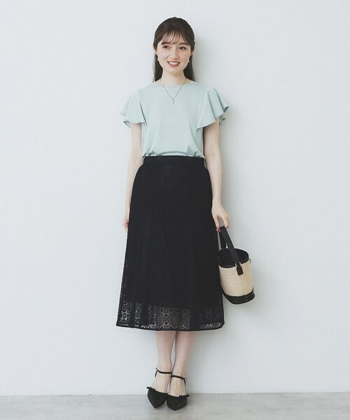 index / インデックス カットソー | 《美人百花掲載/XS-3Lサイズ》フレアスリーブバックシャントップス【接触冷感/UVケア/洗濯機洗い可】 | 詳細5