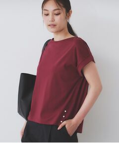 index / インデックス カットソー | 《S-3Lサイズ》サイドパール調ボタンボクシートップス【洗濯機洗い可/UVケア/接触冷感】