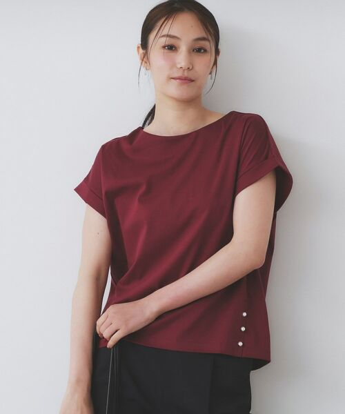 index / インデックス カットソー | 《S-3Lサイズ》サイドパール調ボタンボクシートップス【洗濯機洗い可/UVケア/接触冷感】 | 詳細11
