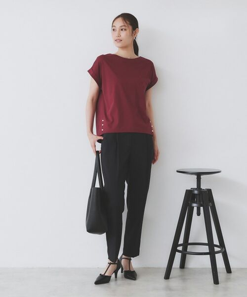 index / インデックス カットソー | 《S-3Lサイズ》サイドパール調ボタンボクシートップス【洗濯機洗い可/UVケア/接触冷感】 | 詳細12