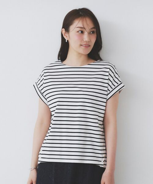 index / インデックス カットソー | 《S-3Lサイズ》サイドパール調ボタンボクシートップス【洗濯機洗い可/UVケア/接触冷感】 | 詳細23