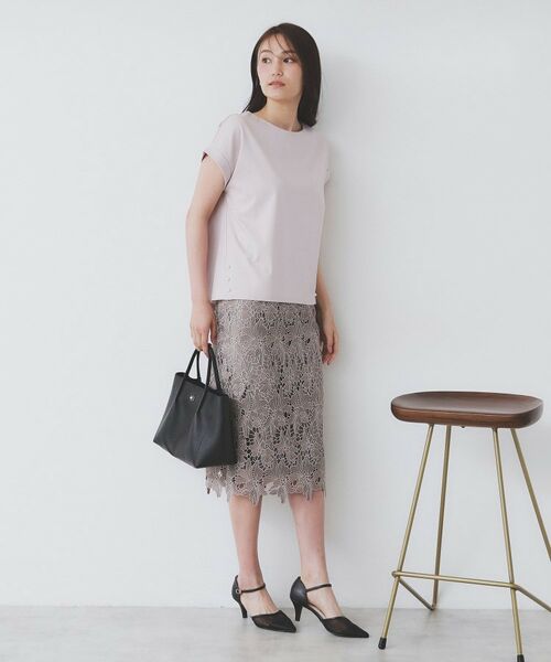 index / インデックス カットソー | 《S-3Lサイズ》サイドパール調ボタンボクシートップス【洗濯機洗い可/UVケア/接触冷感】 | 詳細8